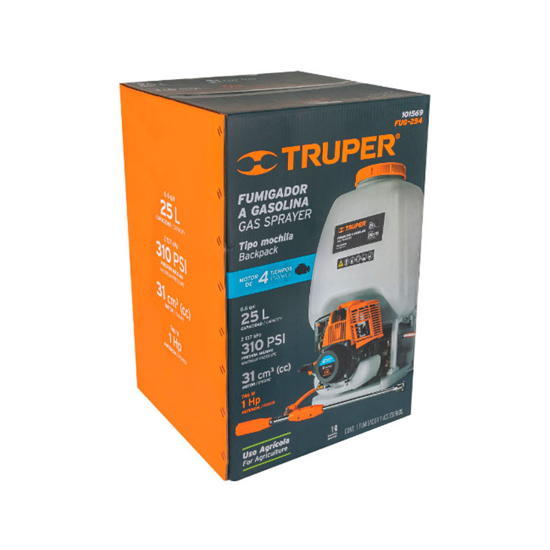 Fumigador de Mochila 25L Motor Gasolina 4T Profesional Truper 101569 968 Fumigador de Mochila 25L Motor Gasolina 4T Profesional