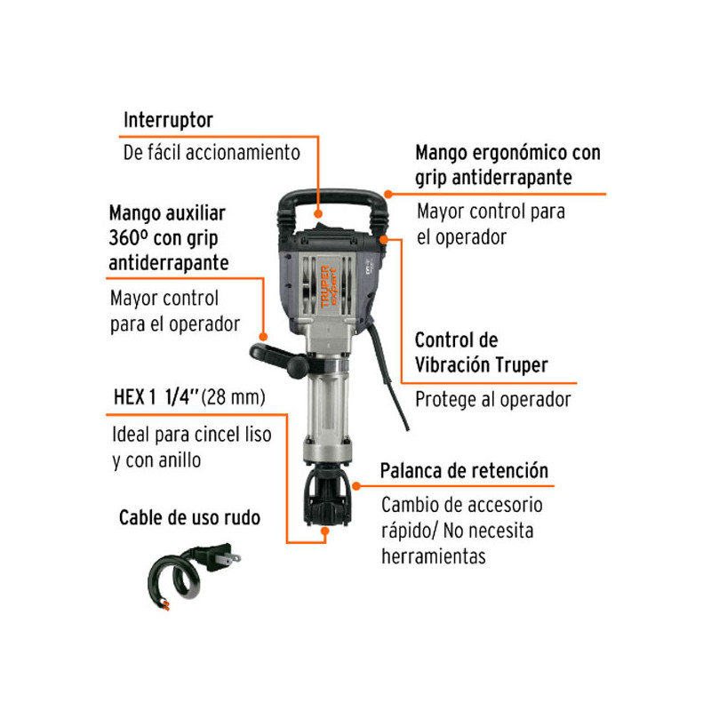 Martillos Demoledores 1600W HEX 1-1/8" 55J CVT Expert Truper 102468 1531.355932 Martillos Demoledores 1600W HEX 1-1/8" 55J CVT