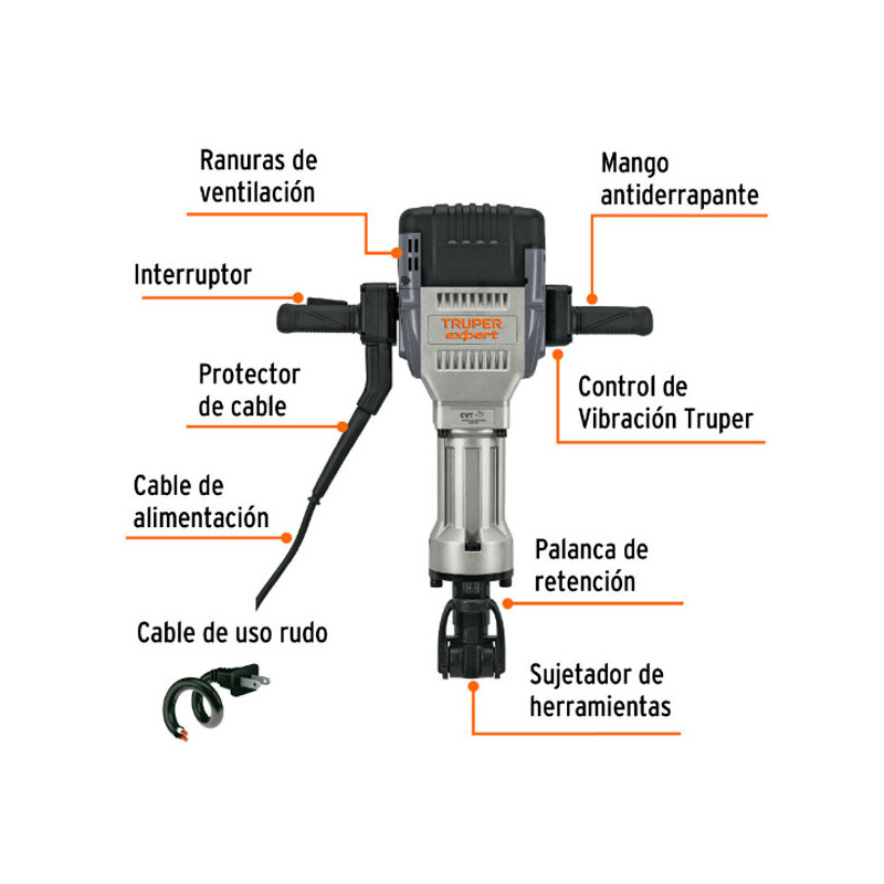 Martillos Demoledores 2000W HEX 1-1/8” 62J CVT Expert Truper 102467 3000.847458 Martillos Demoledores 2000W HEX 1-1/8" 62J CVT