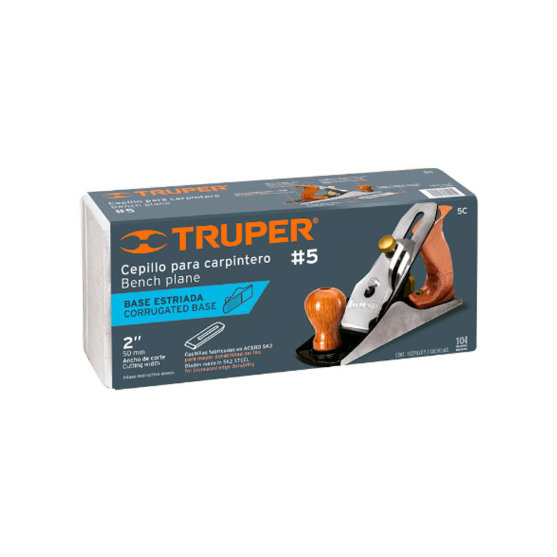 Cepillo para Carpintero Estriado Ancho de Corte 2", en Hierro Ductil, incluye 2 Cuchillas, 5C 12015 Truper 126.271186 Cepillo p