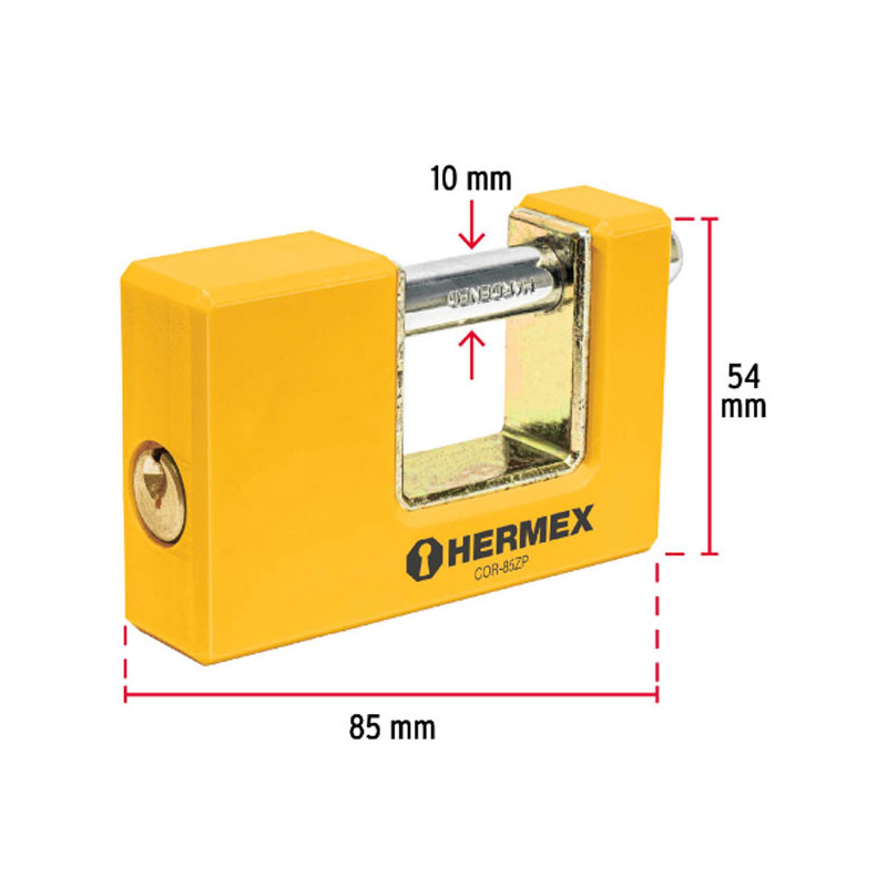 Candados Antipalanca 85mm S6 Recubrimiento ABS Hermex 27088 30.508475 Candados Antipalanca 85mm S6 Recubrimiento ABS Hermex 270