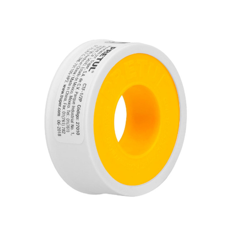 Teflon Sella Roscas 1/2" x7m E0.065mm Sellar y prevenir fugas Pretul 27010 0.508475 Teflon Sella Roscas 1/2" x7m E0.065mm Sella
