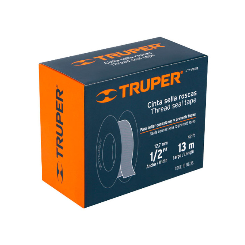 Teflon Sella Roscas 1/2" x13m E0.075mm sellar y prevenir fugas Truper 12512 0.847458 Teflon Sella Roscas 1/2" x13m E0.075mm sel