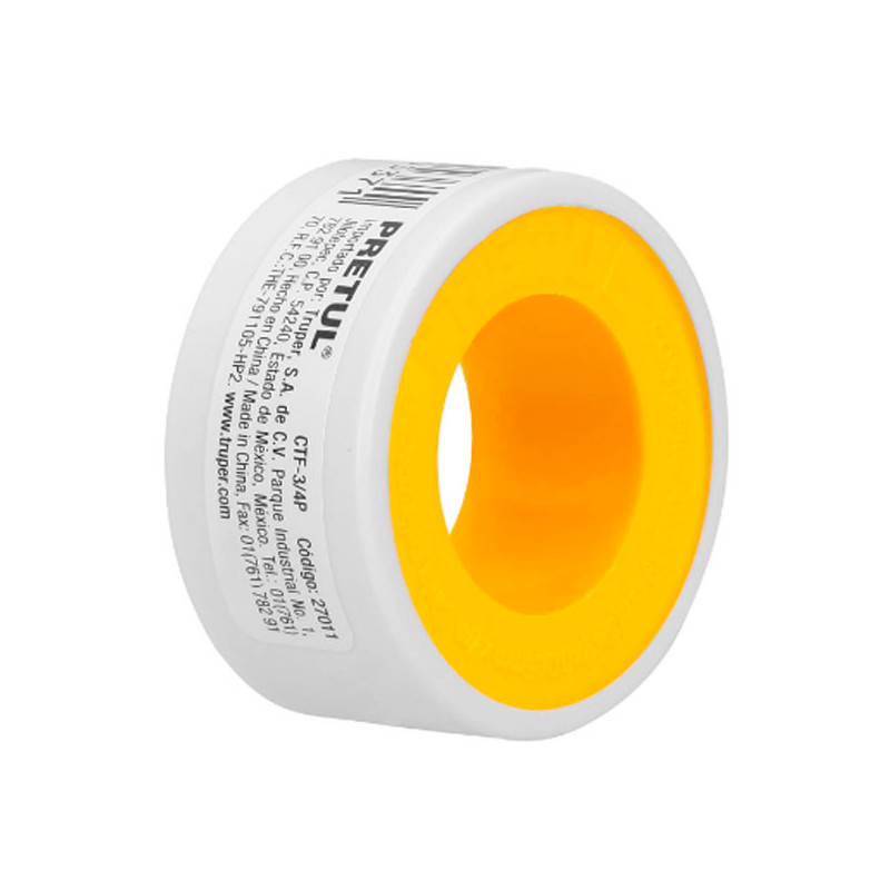Teflon Sella Roscas 3/4" x7m E0.065mm sellar y prevenir fugas Pretul 27011 0.677966 Teflon Sella Roscas 3/4" x7m E0.065mm sella