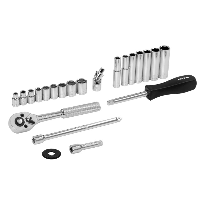 Juego de dados 22 Piezas Milimetrico con Estuche de Plastico, Encastre 1/4", JD-1/4X22MM-P 23980 Pretul 49 Juego de dados 22 Pi