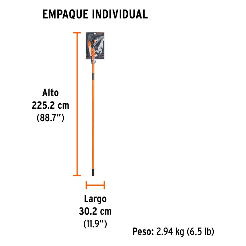 Tijera con mango Telescopico de Fibra de Vidrio 350cm Hoja SK5 16" Templada, Cuchilla 1 1/4", TR-82M-F 18410 Truper 135 Tijera