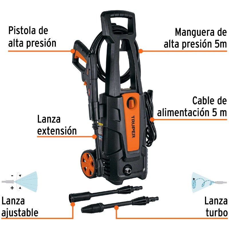 Hidrolavadoras electrica 1800PSI 1500W 220V Truper 103339 323.000001 Hidrolavadoras electrica 1800PSI 1500W 220V Truper 103339