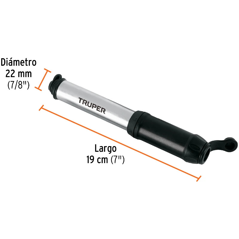 Infladores Mini para Bicicleta 75 PSI abatible Aluminio, Truper 11997 21 Infladores Mini para Bicicleta 75 PSI abatible Alumini