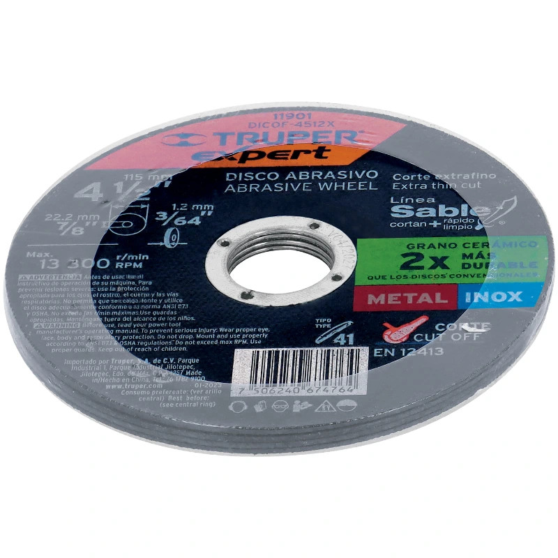 Discos de Corte Metal 4-1/2" x1.2mm OAluminio Inox D7/8 T41, Truper 11901 3.1 Discos de Corte Metal 4-1/2" x1.2mm OAluminio Ino