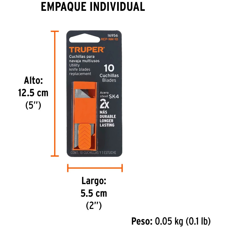 Cuchilla de Repuesto para Cutter 16950 22400 NM-6 NM-6P 10u, Truper REP-NM-10 16956 4.6 Cuchilla de Repuesto para Cutter 16950