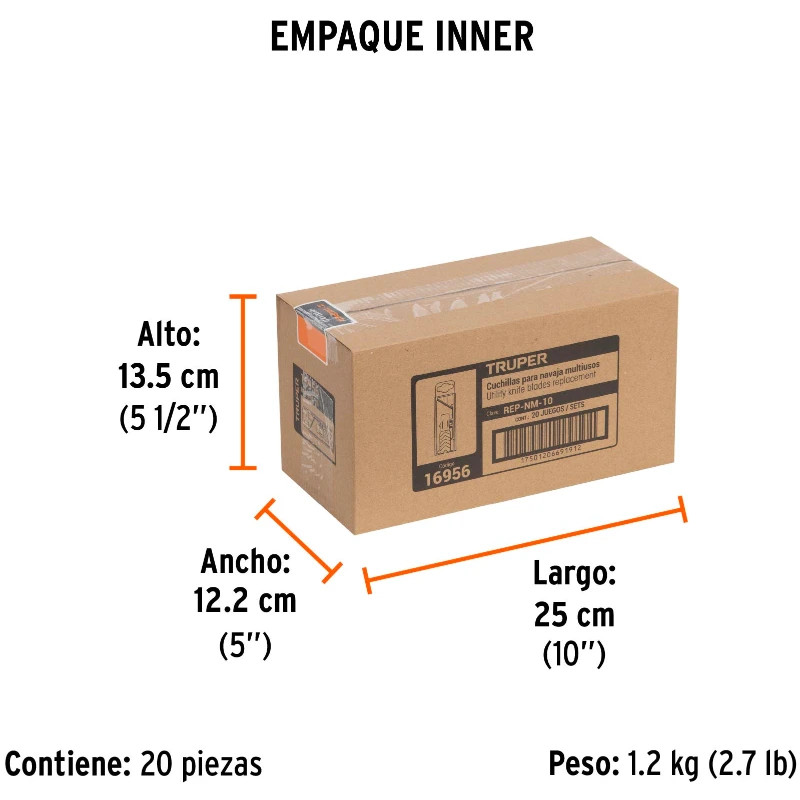 Cuchilla de Repuesto para Cutter 16950 22400 NM-6 NM-6P 10u, Truper REP-NM-10 16956 4.6 Cuchilla de Repuesto para Cutter 16950