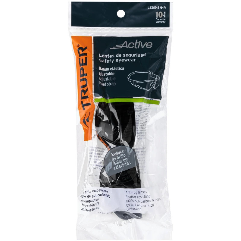 Lentes de seguridad Gris con banda elastica Active Truper 100293 12.000001 Lentes de seguridad Gris con banda elastica Active T