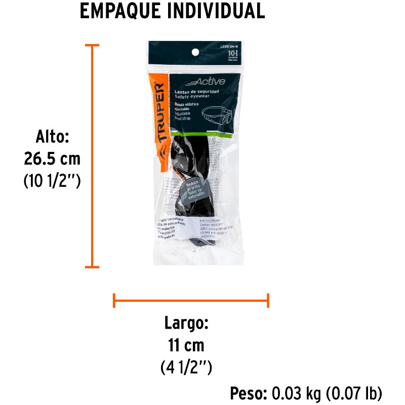 Lentes de seguridad Gris con banda elastica Active Truper 100293 12.000001 Lentes de seguridad Gris con banda elastica Active T