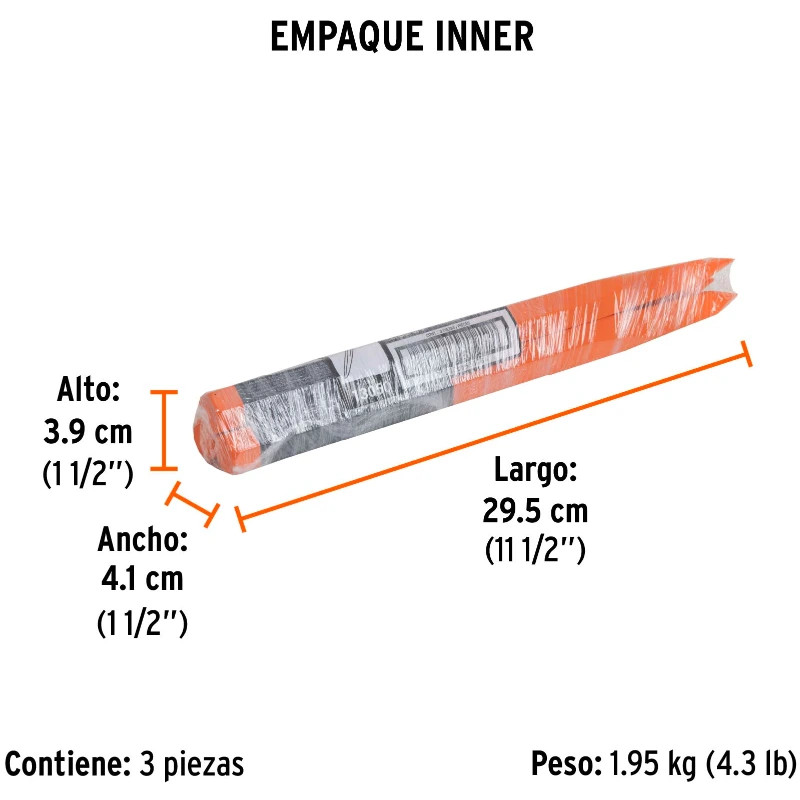 Cincel Punta 12" D3/4", Hexagonales para Concreto acero alto carbono, CU-3/4 13050 Truper 9.1 Cincel Punta 12" D3/4", Hexagonal