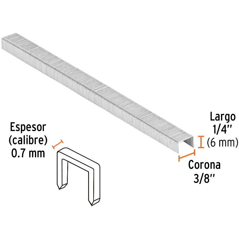 Grapas 6mm Corona 3/8" Calibre 22 5000u Engrapadora Truper 18282 8.5 Grapas 6mm Corona 3/8" Calibre 22 5000u Engrapadora Truper