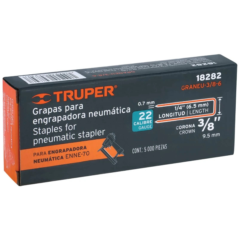 Grapas 6mm Corona 3/8" Calibre 22 5000u Engrapadora Truper 18282 8.5 Grapas 6mm Corona 3/8" Calibre 22 5000u Engrapadora Truper