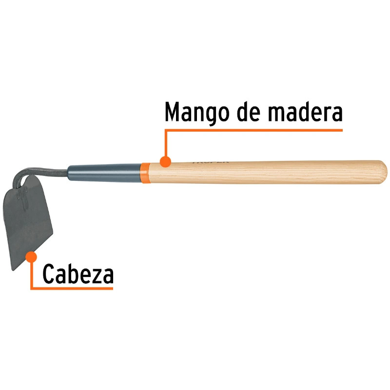Azadon Tomatero con Mango corto 16", Acero medio Carbono, Ancho hoja 6" 1/4" Altura 4 3/8", ATJ-C 10562 Truper 14.2 Azadon Toma
