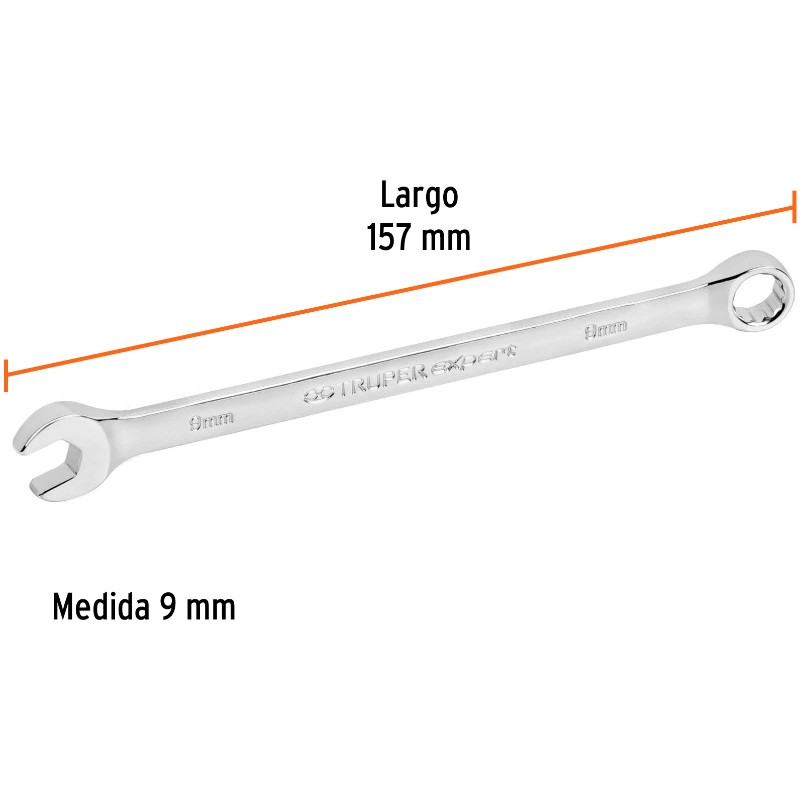 Llave Boca Mixta 9mm Combinada CrVanadio ELarga Truper 15613 6.999996 Llave Boca Mixta 9mm Combinada CrVanadio ELarga Truper 15