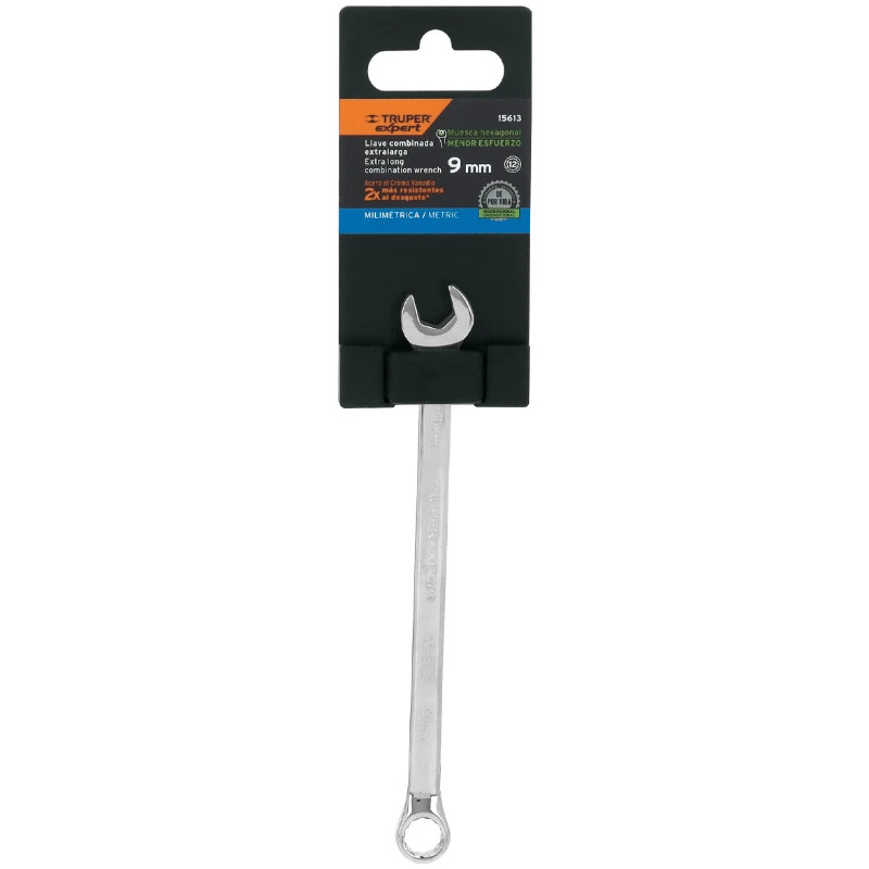 Llave Boca Mixta 9mm Combinada CrVanadio ELarga Truper 15613 6.999996 Llave Boca Mixta 9mm Combinada CrVanadio ELarga Truper 15