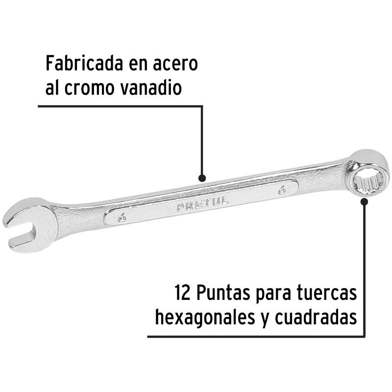Llave Boca Mixta 6mm Combinada CrVanadio Pretul 21900 3.999964 Llave Boca Mixta 6mm Combinada CrVanadio Pretul 21900 Fabricad
