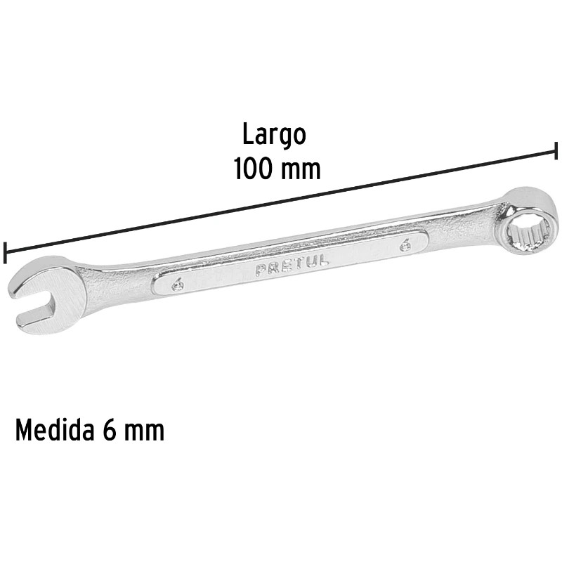 Llave Boca Mixta 6mm Combinada CrVanadio Pretul 21900 3.999964 Llave Boca Mixta 6mm Combinada CrVanadio Pretul 21900 Fabricad