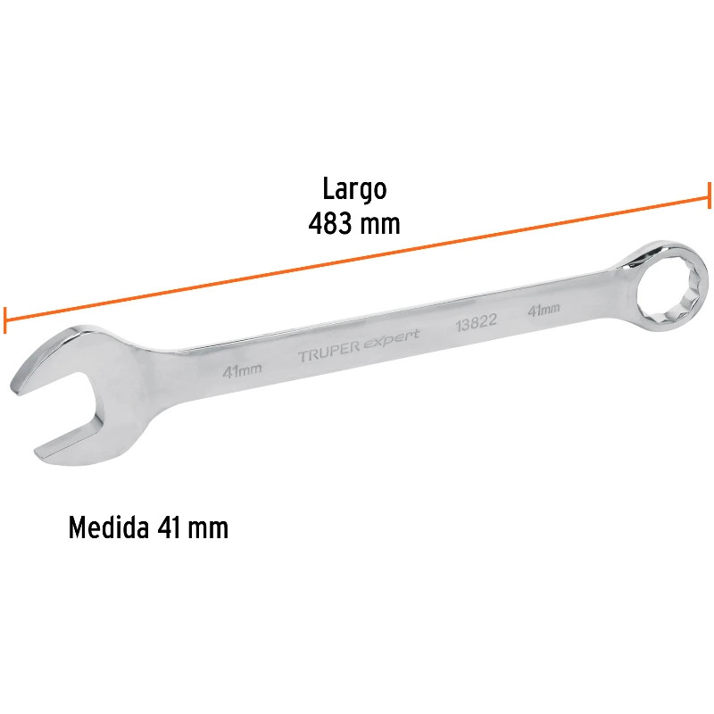 Llave Boca Mixta 41mm Combinada CrVanadio ELarga Truper 13841 107.00004 Llave Boca Mixta 41mm Combinada CrVanadio ELarga Truper