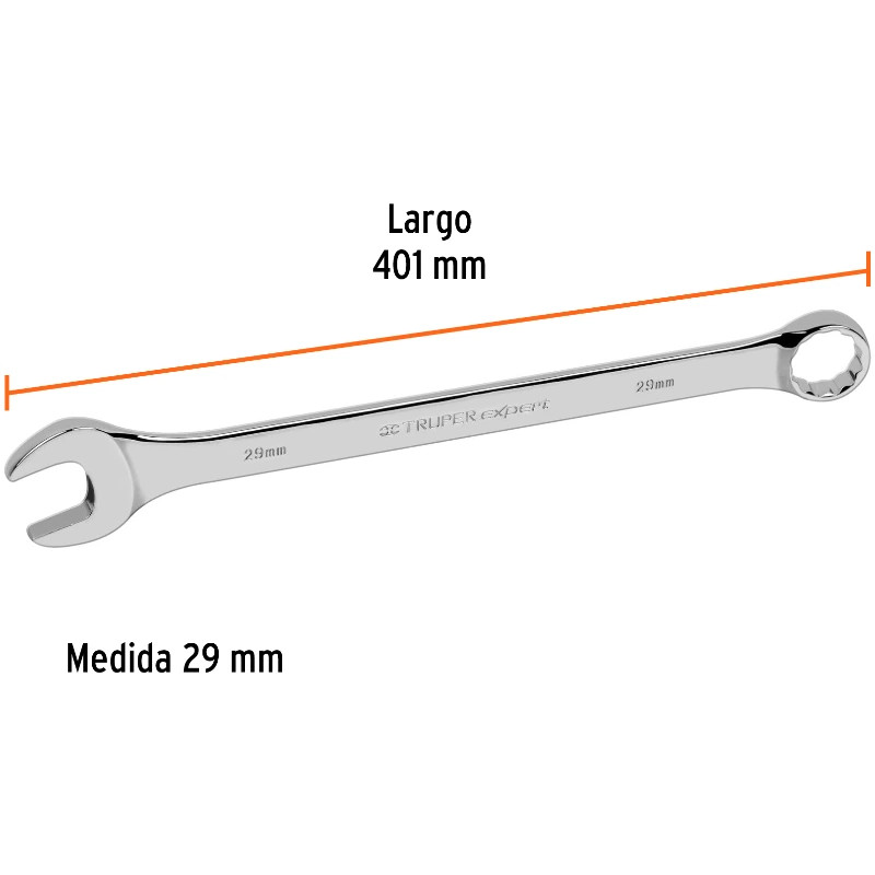 Llave Boca Mixta 29mm Combinada CrVanadio ELarga Truper 13815 50.000022 Llave Boca Mixta 29mm Combinada CrVanadio ELarga Truper