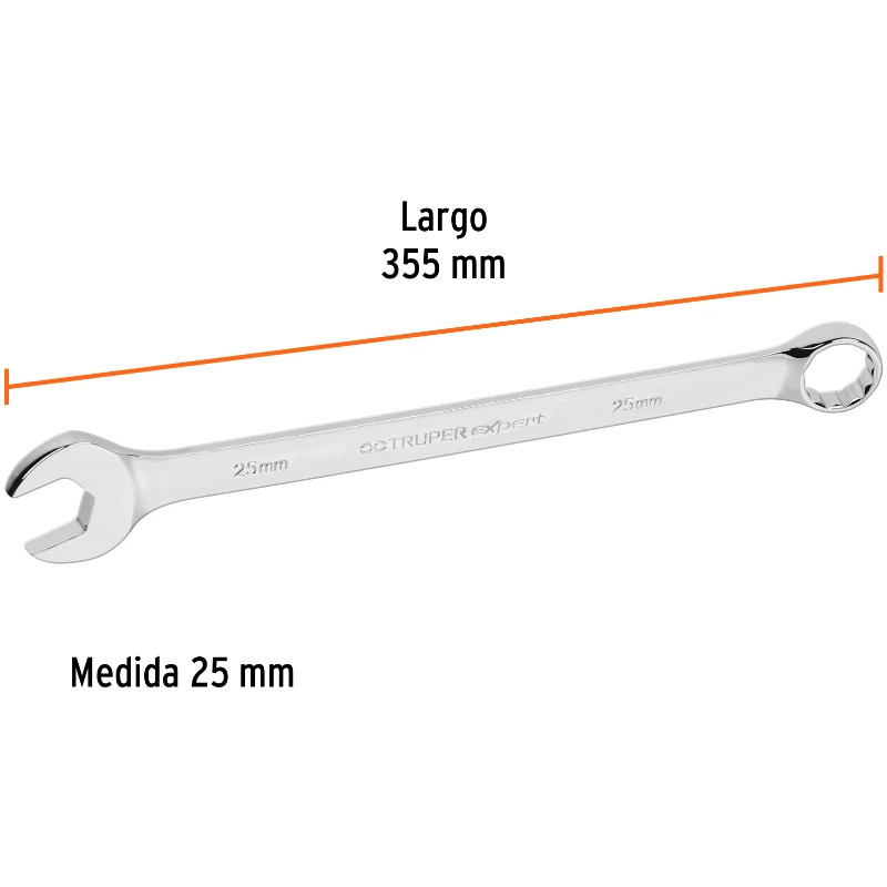 Llave Boca Mixta 25mm Combinada CrVanadio ELarga Truper 15651 29.000034 Llave Boca Mixta 25mm Combinada CrVanadio ELarga Truper
