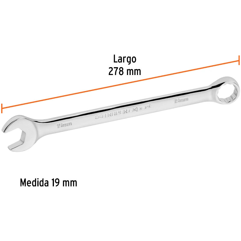 Llave Boca Mixta 19mm Combinada CrVanadio ELarga Truper 15623 15.999974 Llave Boca Mixta 19mm Combinada CrVanadio ELarga Truper