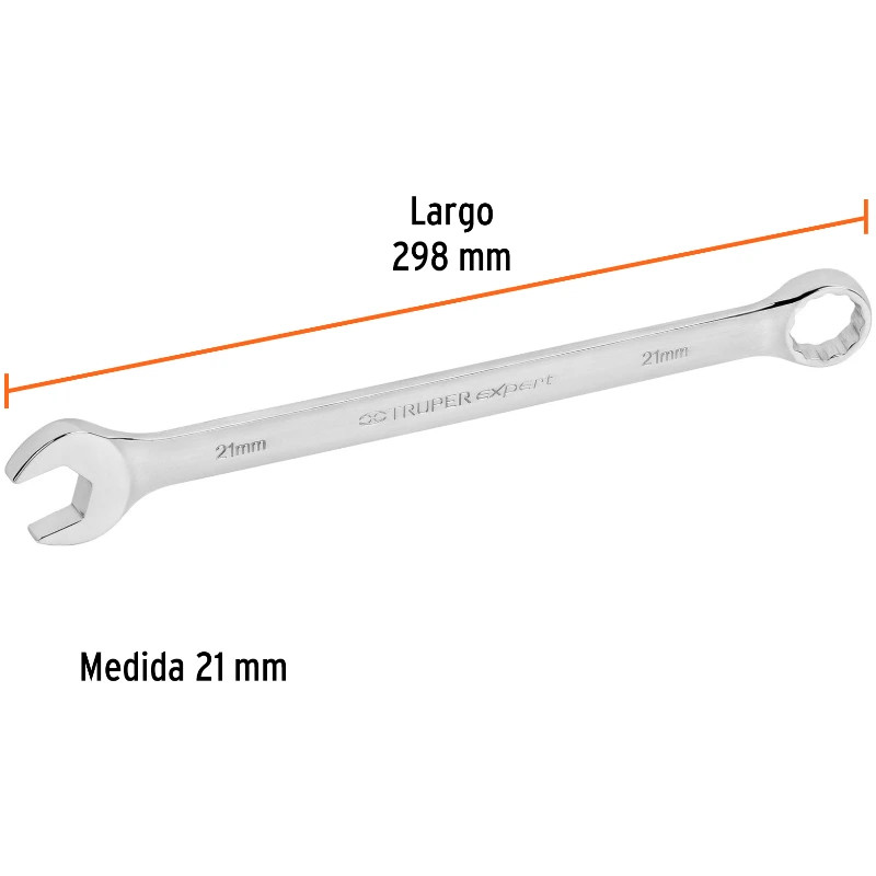 Llave Boca Mixta 21mm Combinada CrVanadio ELarga Truper 15625 19.000006 Llave Boca Mixta 21mm Combinada CrVanadio ELarga Truper