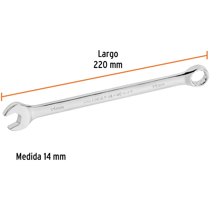 Llave Boca Mixta 14mm Combinada CrVanadio ELarga Truper 15618 10.99996 Llave Boca Mixta 14mm Combinada CrVanadio ELarga Truper