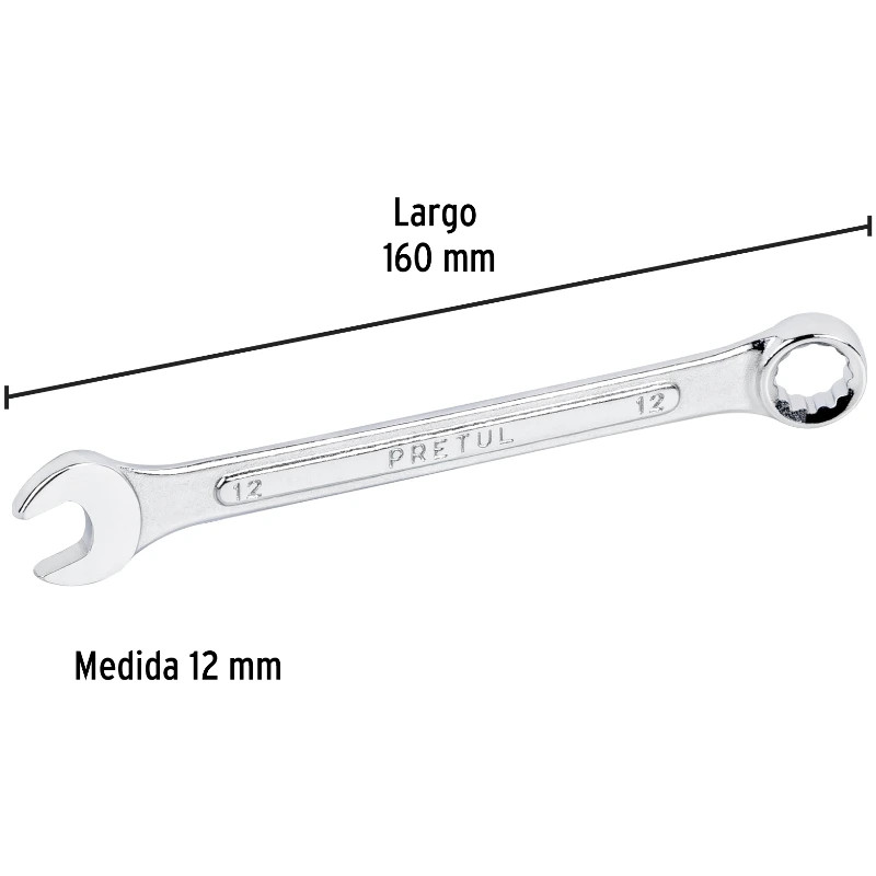 Llave Boca Mixta 12mm Combinada CrVanadio Pretul 21906 5.000014 Llave Boca Mixta 12mm Combinada CrVanadio Pretul 21906 Fabric