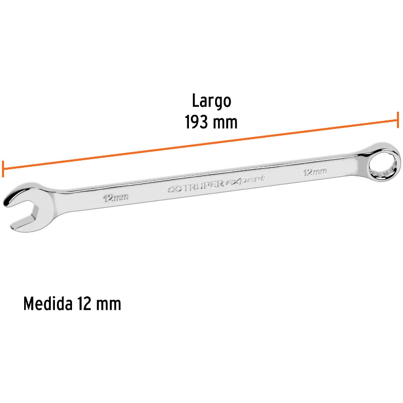 Llave Boca Mixta 12mm Combinada CrVanadio ELarga Truper 15616 10.000028 Llave Boca Mixta 12mm Combinada CrVanadio ELarga Truper
