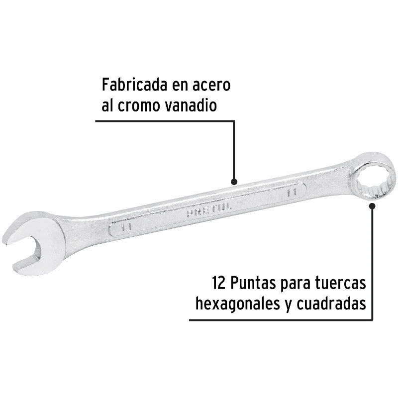 Llave Boca Mixta 11mm Combinada CrVanadio Pretul 21905 5.000014 Llave Boca Mixta 11mm Combinada CrVanadio Pretul 21905 Fabric