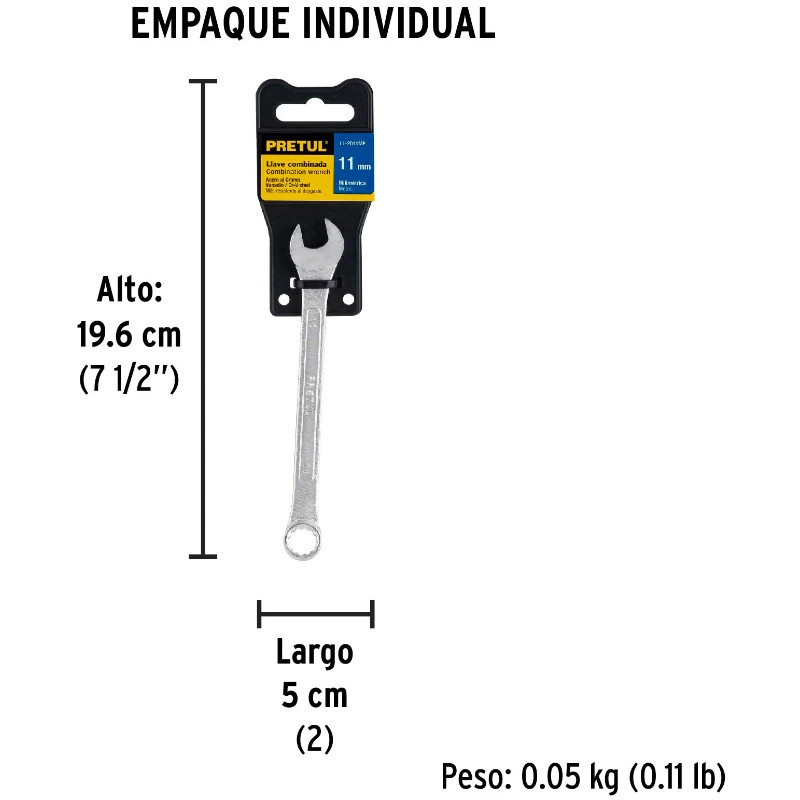 Llave Boca Mixta 11mm Combinada CrVanadio Pretul 21905 5.000014 Llave Boca Mixta 11mm Combinada CrVanadio Pretul 21905 Fabric