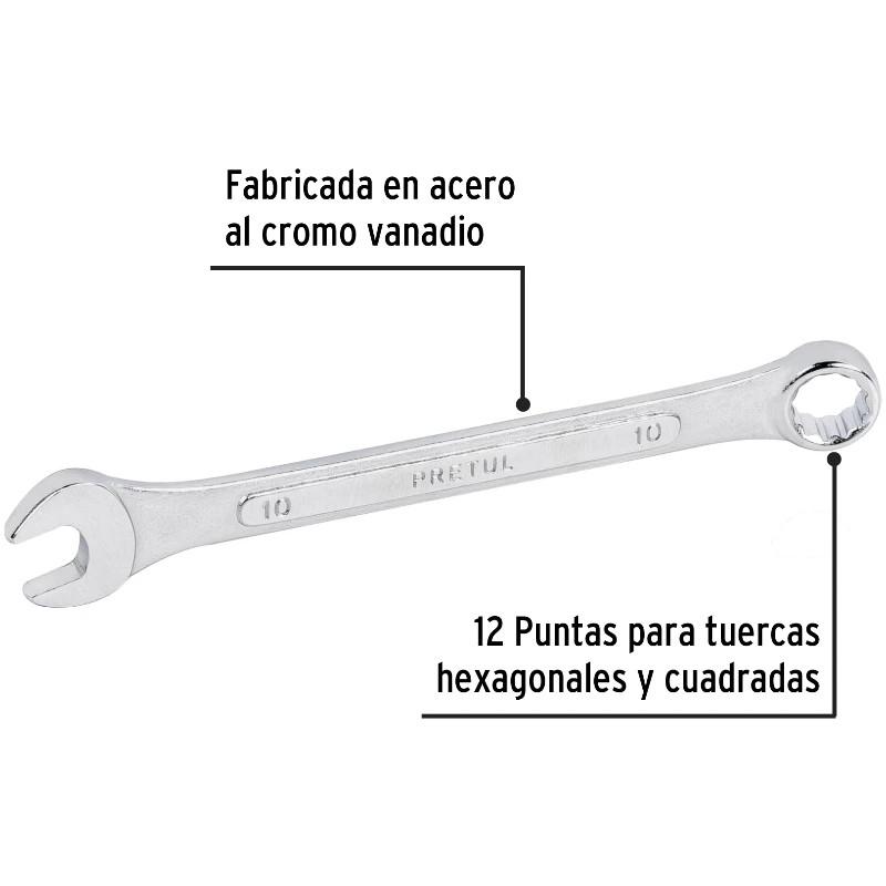 Llave Boca Mixta 10mm Combinada CrVanadio Pretul 21904 3.999964 Llave Boca Mixta 10mm Combinada CrVanadio Pretul 21904 Fabric