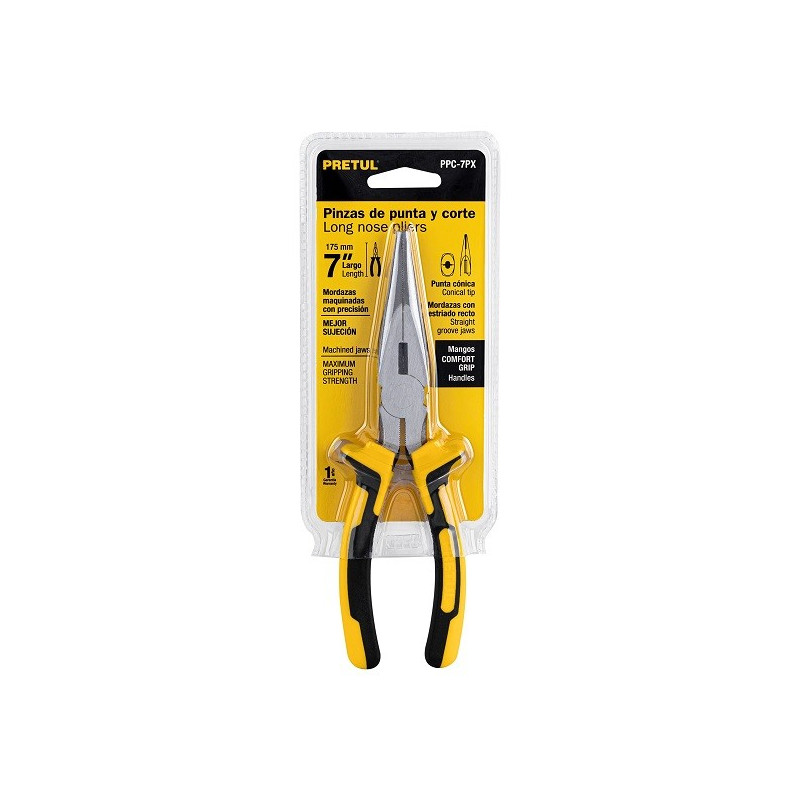 Alicate de punta y corte 7" Comfort Grip acero al carbono, PPC-7PX 22677 Pretul 10.169492 Alicate de punta y corte 7" Comfort G