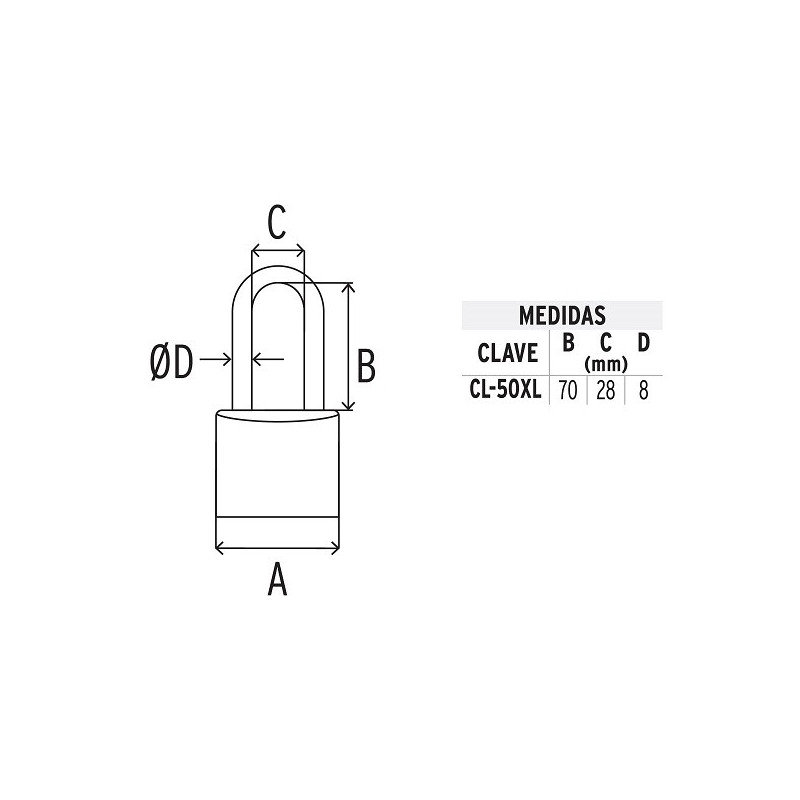 Candados 50mm S6 ExtraLargo 2llaves Hermex 43442 27.966102 Candado Pulido de Alta seguridad extra largo 50mm Seguridad 6, Inclu