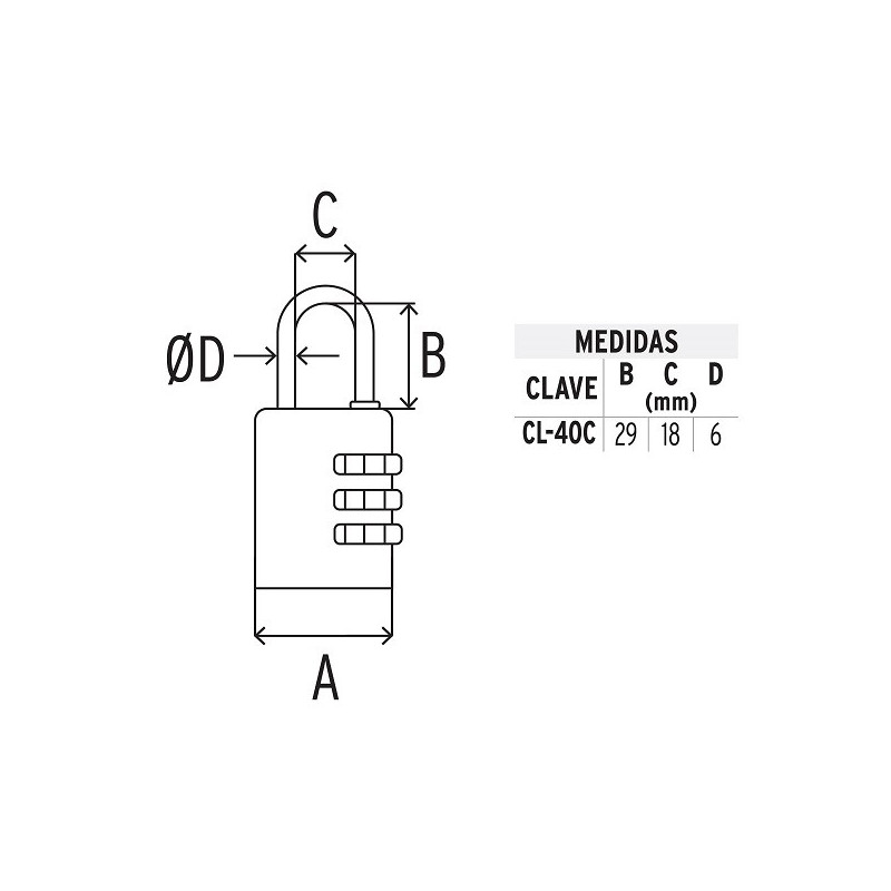 Candados de Combinacion 40mm S4 4Digitos Hermex 43348 21.186441 Candado de Combinacion 40mm Seguridad 4, 4 combinaciones person