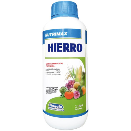  Nutrimax Hierro 1L fco, (Hierro) L-Aminoacidos enriquecido con vitamina B1, Quelato de hierro, 20913 SAFP 22.881356 Nutrimax Hi