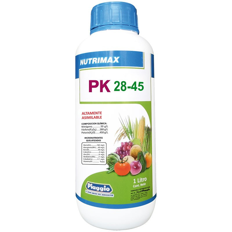  Nutrimax PK 28-45 1L fco, (Fosforo) (Potasio) (Micronutrientes quelatizados), 21241 SAFP 25.423729 Nutrimax PK 28-45 1L fco, (F