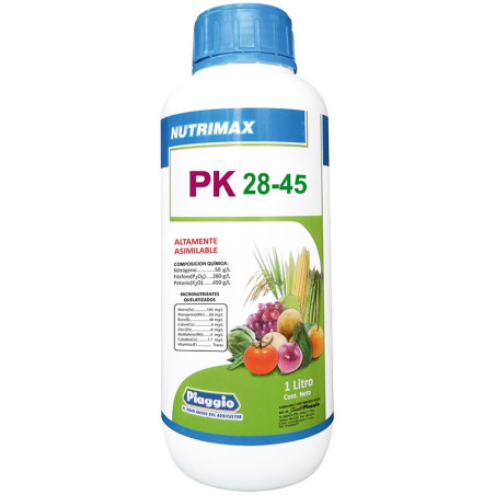 Nutrimax PK 28-45 1L fco, (Fosforo) (Potasio) (Micronutrientes quelatizados), 21241 SAFP 25.423729 Nutrimax PK 28-45 1L fco, (F
