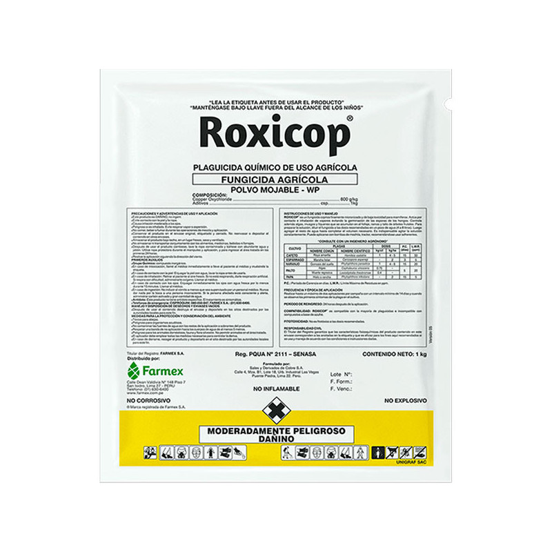  Roxicop 25Kg, Oxicloruro de Cobre Fungicida Preventivo, Farmex 955.084746 Roxicop 25Kg, Oxicloruro de Cobre Fungicida Preventiv