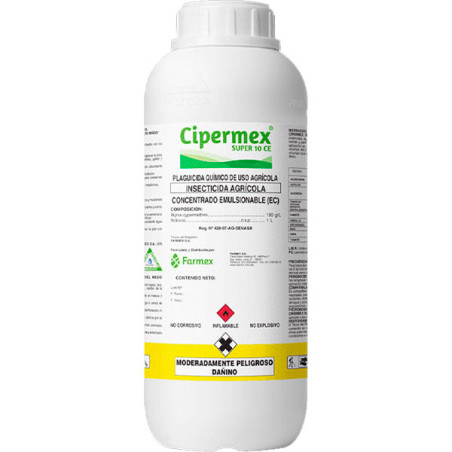  Cipermex Super 10 EC 1L, Alfacipermetrina Insecticida Accion Contacto Ingestion, Farmex 49.152542 Cipermex Super 10 EC 1L, Alfa