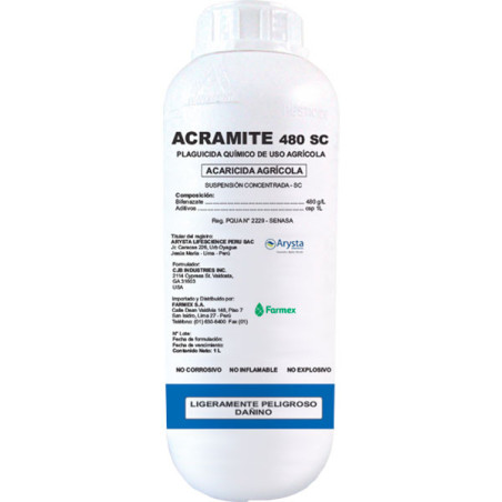 Acramite 1L, Bifenazate Acaricida Selectivo Acción Contacto, Farmex Farmex-Acramite 1L, Bifenazate Acaricida Selectivo Acción Co