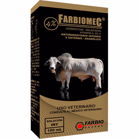 Farbiomec 4% 100ml, Antiparasitario Interno Externo Inyectable, Farbio Farbio Pharma-Farbiomec 4% 100ml, Antiparasitario Interno