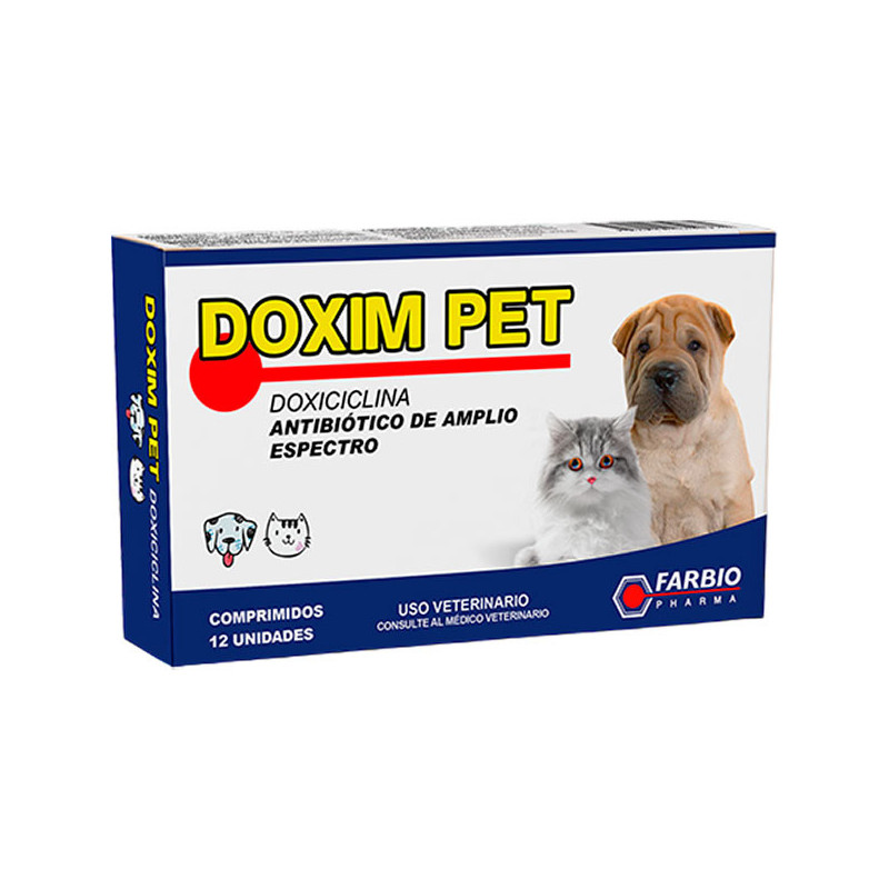  Doxim Pet Caja X 12 TABS, Doxiciclina Antibiotico Amplio Espectro Comprimido Oral, Farbio 17.79661 Doxim Pet Caja X 12 TABS, Do