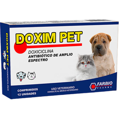  Doxim Pet Caja X 12 TABS, Doxiciclina Antibiotico Amplio Espectro Comprimido Oral, Farbio 17.79661 Doxim Pet Caja X 12 TABS, Do