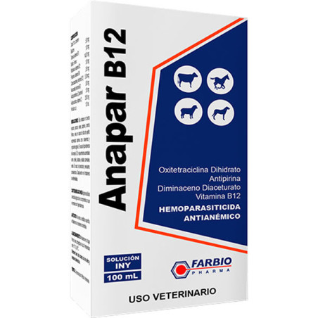  Anapar B12 100ml, Oxitetraciclina Dihidrato Hemoparaciticida Inyectable, Farbio 72.881356 Anapar B12 100ml, Oxitetraciclina Dih