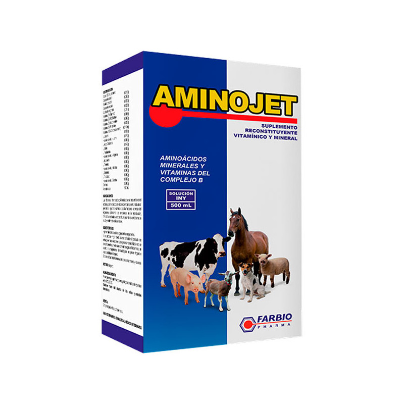  Aminojet 500ml, Suplemento Vitaminico Minerales Aminoacidos Inyectable, Farbio 75.423729 Aminojet 500ml, Suplemento Vitaminico 